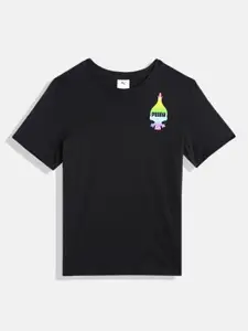Puma x Trolls Boys Humour & Comic Back Print Knitted Pure Cotton T-shirt