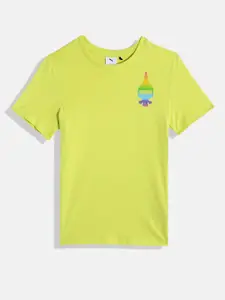 Puma x Trolls Boys Humour & Comic Back & Placement Print Knitted Pure Cotton T-shirt