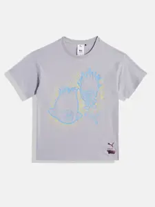 Puma x Trolls Boys Graphic Print Knitted Pure Cotton Relaxed Fit T-shirt