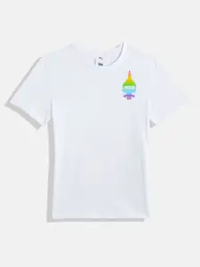 Puma x Trolls Boys Humour & Comic Back Print Knitted Pure Cotton T-shirt