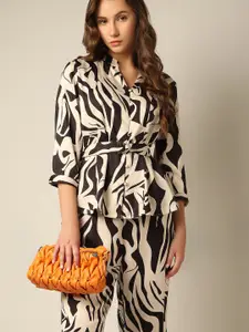 Vero Moda Abstract Printed Tie-Ups Opaque Casual Shirt