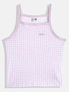 Puma Girls Floral Print Cotton Classics Match Point Youth Slim Fit Tank Top
