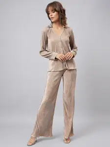 Orchid Hues Pleated Top With Trousers Co-Ords