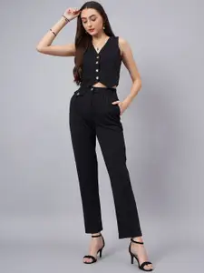 Orchid Hues V-Neck Crop Top With Flared Trouser