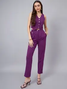 Orchid Hues V-Neck Vest Style Top & Trouser