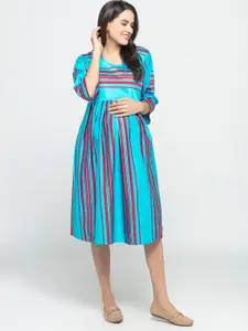 CHARISMOMIC Striped Maternity Empire Midi Dress