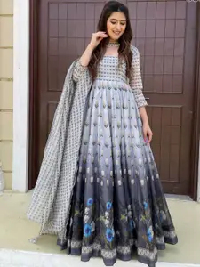 ODETTE Printed Ethnic Dress with Dupatta
