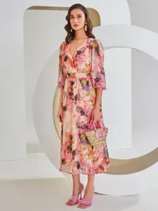 Crimsoune Club Floral Print Maxi Dress