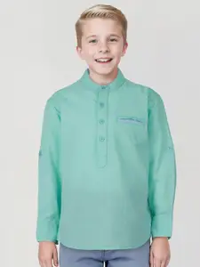 Gini and Jony Boys Band Collar Roll-Up Sleeves Linen Casual Shirt