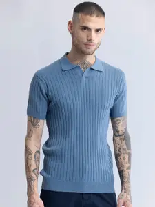 Snitch Polo Collar Short Sleeves Cotton Striped Slim Fit T-shirt