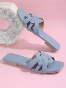 Gibelle Textured Open Toe Flats