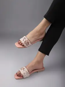Gibelle Embellished Open Toe Flats