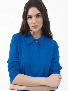 RAREISM Shirt Collar Long Sleeves Cotton Top