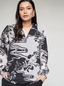 AND Floral Print Bell Sleeve Top