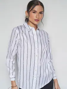 AND Striped Cotton Shirt Style Top