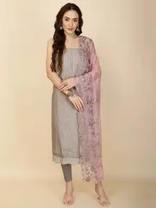 Meena Bazaar Embellished Unstitched Dress Material