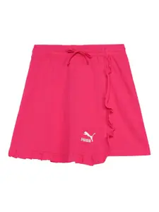 Puma Ruffles Girls Brand Logo Printed Pure Cotton Mini Skirt