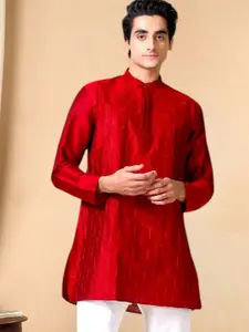 TATTVA Woven Design Mandarin Collar Straight Kurta