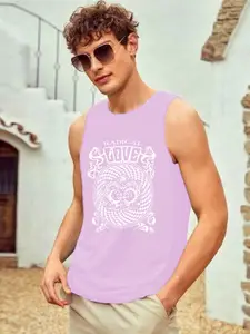 CHKOKKO Round Neck Sleeveless Graphic Printed Regular Fit Cotton Tank Top