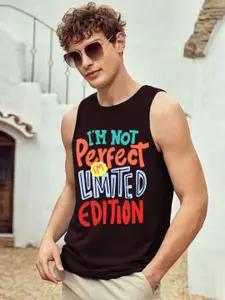 CHKOKKO Round Neck Sleeveless Typographic Printed Regular Fit Cotton Tank Top