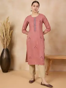 Anouk Ethnic Motifs Embroidered Straight Kurta