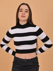 NoBarr Women Striped Crop Pullover