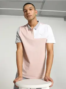 Puma Stylized Colourblocked Polo Collar Cotton Slim-Fit T-Shirt