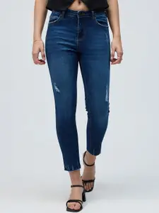 20Dresses Blue Women Slim Fit Low Distress Light Fade Stretchable Cropped Jeans