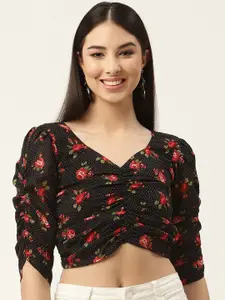 Slenor Floral Printed Georgette Crop Top