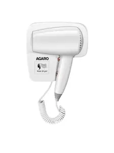 Agaro HD1417 Wall Mounted 1400W Compact Fast Drying Hair Dryer - White