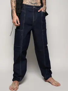 Campus Sutra Men Loose Boyfriend Fit Mid Rise Clean Look Cotton Cargo Jeans