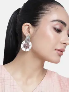 ABDESIGNS Silver-Plated Artificial Stones & Beads Classic Drop Earrings