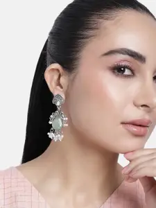 ABDESIGNS Silver-Plated Artificial Stones & Beads Classic Drop Earrings