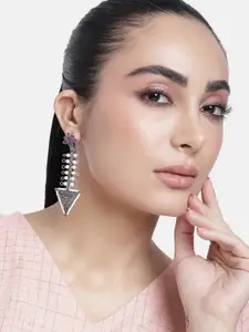 ABDESIGNS Silver-Plated Artificial Stones & Beads Classic Drop Earrings