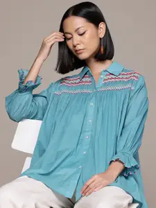 Ritu Kumar Women Self Design Cotton Casual Shirt