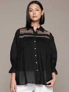 Ritu Kumar Women Self Design Cotton Casual Shirt