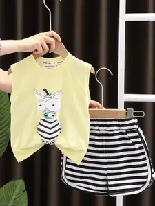 INCLUD Boys Printed Sleeveless T-shirt with Shorts