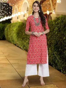 7Threads Ethnic Motifs Printed Straight Kurta