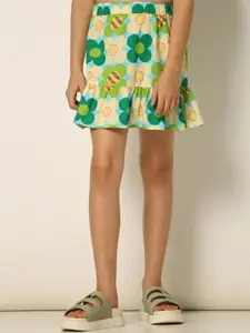Vero Moda Girls Floral Printed Pure Cotton A-Line Skirt