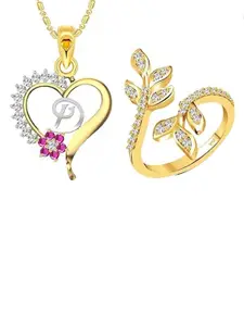 Vighnaharta Gold-Plated Heart Shaped Pendants with Chains