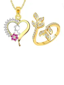 Vighnaharta Gold-Plated Heart Shaped Pendants with Chains
