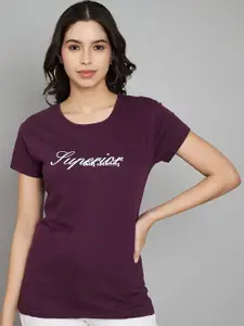 Trend Level Women Typography Printed Extended Sleeves T-shirt