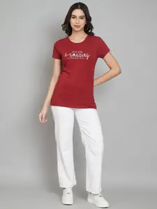 Trend Level Women Typography Printed Pockets T-shirt