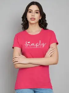 Trend Level Women Typography Printed Applique T-shirt