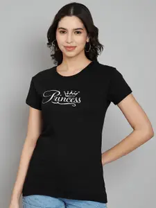 Trend Level Women Typography Printed Applique T-shirt