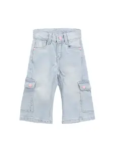 U.S. Polo Assn. Kids Girls Classic Mid-Rise Clean Look Heavy Fade Stretchable Cargo Jeans