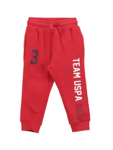 U.S. Polo Assn. Kids Boys Brand Printed Pure Cotton Joggers