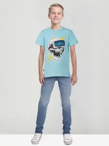 Gini and Jony Boys Typography Printed Applique T-shirt