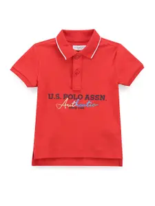 U.S. Polo Assn. Kids Boys Typography Printed Polo Collar T-shirt