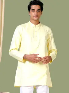 TATTVA Ethnic Motifs Woven Design Mandarin Collar Zari Straight Kurta